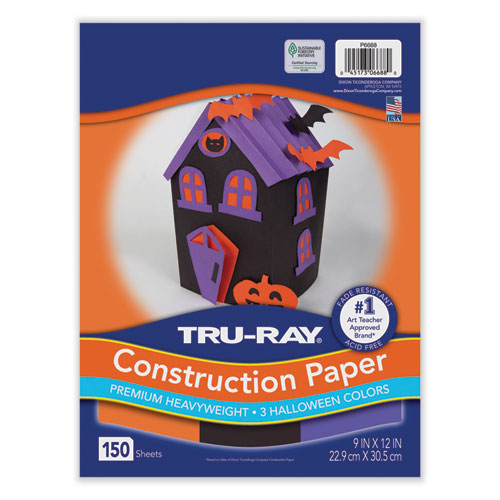 Picture of Tru-Ray Construction Paper, 70 lb Text Weight, 9 x 12, Assorted Halloween Colors, 150/Pack