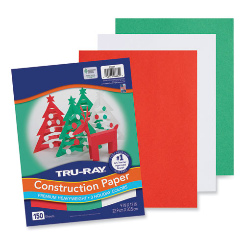 Picture of Tru-Ray Construction Paper, 70 lb Text Weight, 9 x 12, Assorted Holiday Colors, 150/Pack