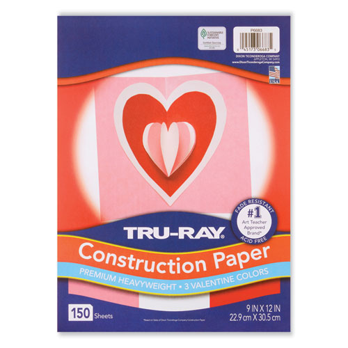 Picture of Tru-Ray Construction Paper, 70 lb Text Weight, 9 x 12, Assorted Valentine Colors, 150/Pack