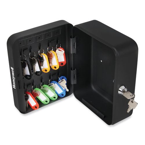 Picture of Convertible Cash and Key Box with 10 Keys, 7.9 x 6.5 x 3.5, Security Steel, Black