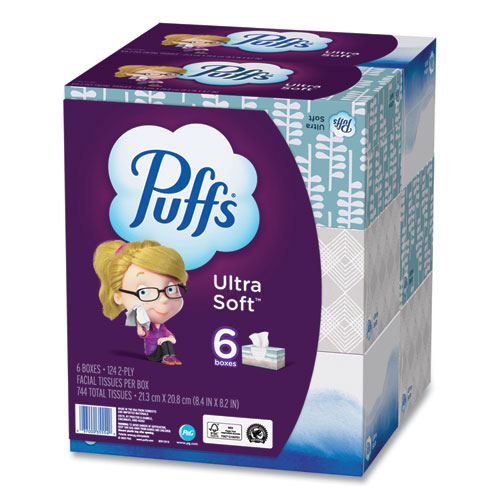 Picture of Ultra Soft Facial Tissue, 2-Ply, White, 124 Sheets/Box, 6 Boxes/Pack, 4 Packs/Carton