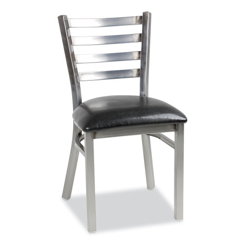 Picture of White Horse Series Side Chairs, Supports Up to 300 lb, 18" Seat Height, Black Seat, Industrial Clear-Coat Steel Back/Frame