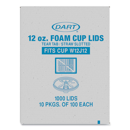 Picture of Lids for Foam Cups and Containers, Fits 12 oz Cups, Translucent, 1,000/Carton