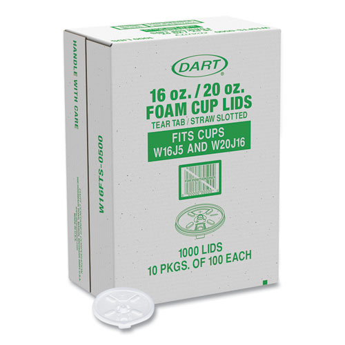 Picture of Lids for Foam Cups and Containers, Fits 16 oz, 20 oz Cups, Translucent, 1,000/Carton