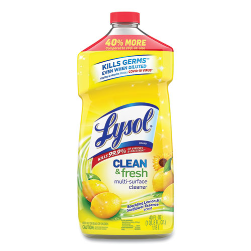 Picture of Clean and Fresh Multi-Surface Cleaner, Sparkling Lemon and Sunflower Essence, 40 oz Bottle, 9/Carton