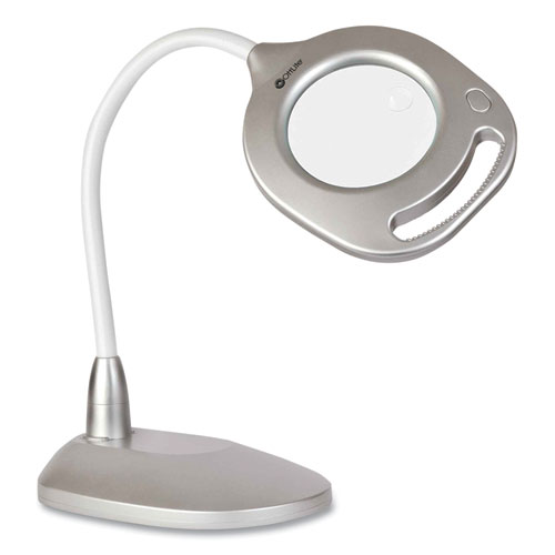 Picture of 2-in-1 LED Magnifier Floor and Table Light, 39.5" High, Silver/White