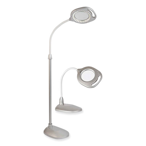 Picture of 2-in-1 LED Magnifier Floor and Table Light, 39.5" High, Silver/White