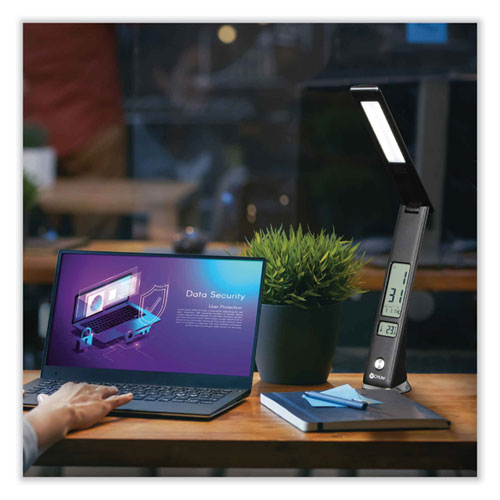 Picture of Wellness Series Rise LED Desk Lamp with Digital Display, 12" to 19" High, Black