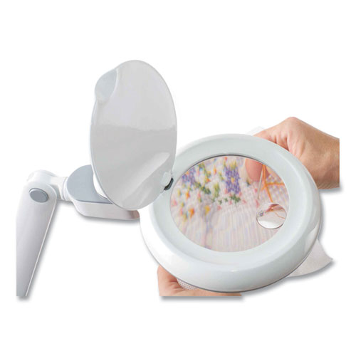 Picture of Space-Saving LED Magnifier Desk Lamp, 14" High, White