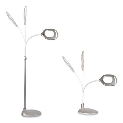 Picture of 2-in-1 LED Magnifier Floor and Table Light, 39.5" High, Silver/White