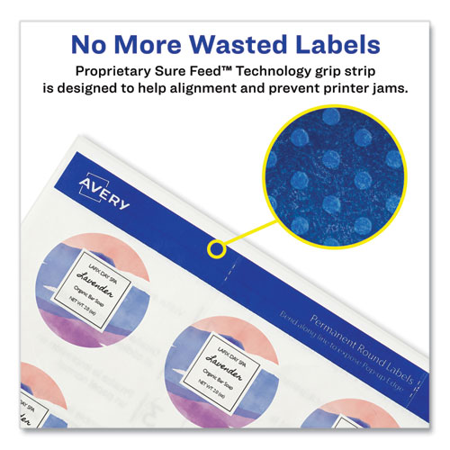 Picture of Round Print-to-the Edge Labels with Sure Feed and Easy Peel, 2" dia, Glossy Clear, 120/PK