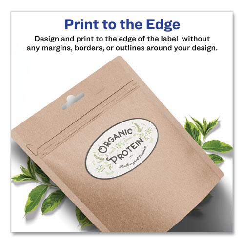 Picture of Oval Print-to-the-Edge Labels, 2 x 3.33, White, 8/Sheet, 10 Sheets/Pack