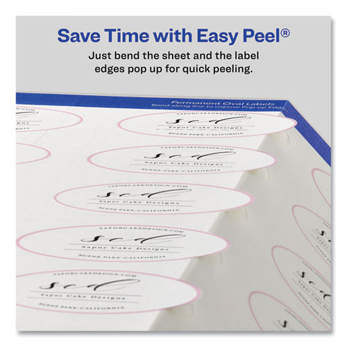 Picture of Oval Print-to-the-Edge Labels, 2 x 3.33, White, 8/Sheet, 10 Sheets/Pack