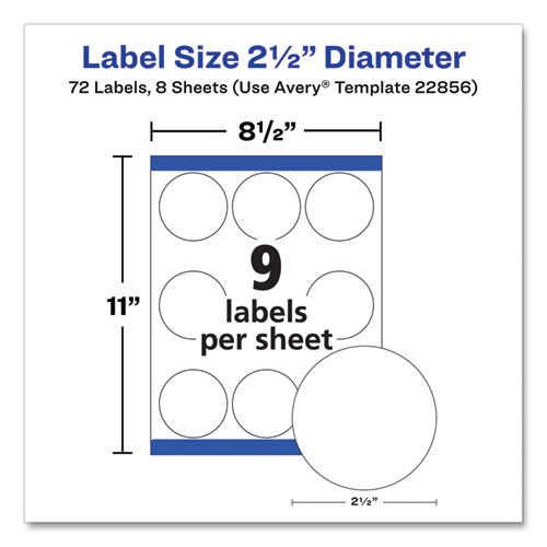 Picture of Durable White ID Labels w/ Sure Feed, 2.5" dia, White, 72/Pk