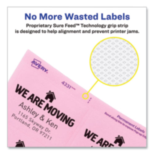 Picture of Printable Color Labels with Sure Feed and Easy Peel, 2 x 2.63, Assorted Colors, 15/Sheet, 10 Sheets/Pack