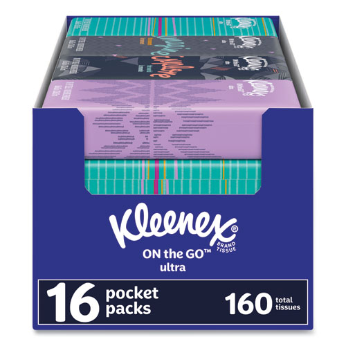 Picture of On The Go Packs Facial Tissues, 3-Ply, White, 10/Pouch, 16 Pouches/Pack, 6 Packs/Carton
