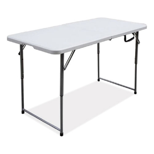 Picture of Bifold Resin Folding Table, Rectangular, 48" x 23.6" x 29.1", White Granite Top, Gray Base/Legs, 2/Pack