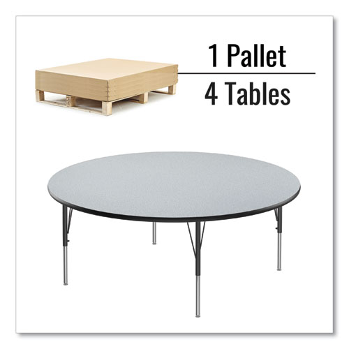 Picture of Height Adjustable Activity Table, Round, 60" x 19" to 29", Gray Granite Top, Black Legs, 4/Pallet