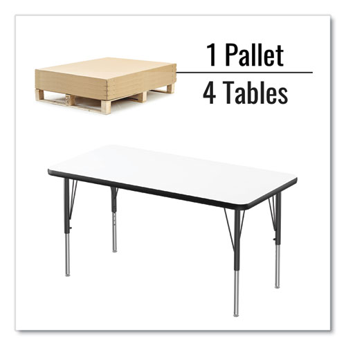 Picture of Markerboard Activity Tables, Rectangular, 60" x 24" x 19" to 29", White Top, Black Legs, 4/Pallet