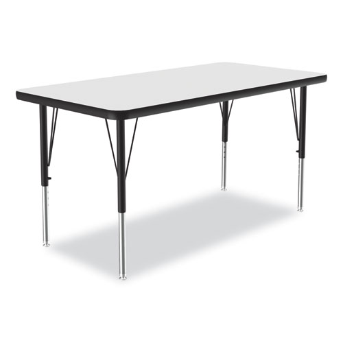 Picture of Dry-Erase Markerboard Activity Tables, Rectangular, 48" x 24" x 19" to 29", White Top, Black Legs, 4/Pallet