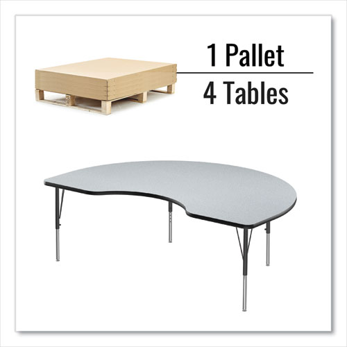 Picture of Adjustable Activity Tables, Kidney Shaped, 72" x 48" x 19" to 29", Gray Top, Black Legs, 4/Pallet