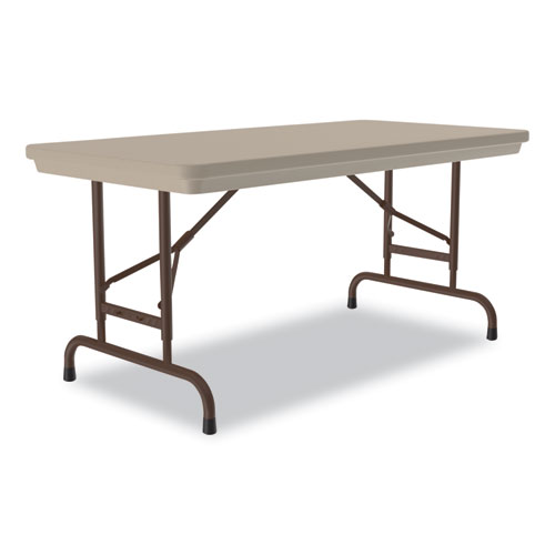 Picture of Adjustable Folding Table, Rectangular, 48" x 24" x 22" to 32", Mocha Granite Top, Brown Legs, /Pallet