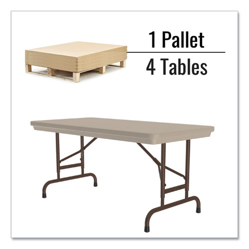 Picture of Adjustable Folding Table, Rectangular, 48" x 24" x 22" to 32", Mocha Granite Top, Brown Legs, /Pallet