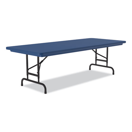 Picture of Adjustable Folding Tables, Rectangular, 72" x 30" x 22" to 32", Blue Top, Black Legs, 4/Pallet