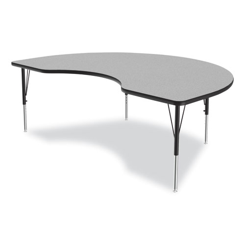 Picture of Adjustable Activity Tables, Kidney Shaped, 72" x 48" x 19" to 29", Gray Top, Black Legs, 4/Pallet