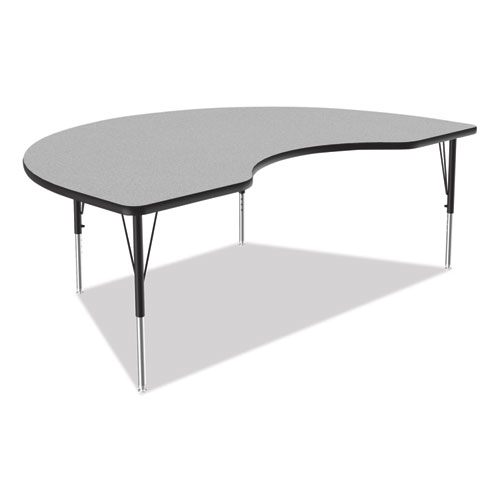 Picture of Adjustable Activity Tables, Kidney Shaped, 72" x 48" x 19" to 29", Gray Top, Black Legs, 4/Pallet
