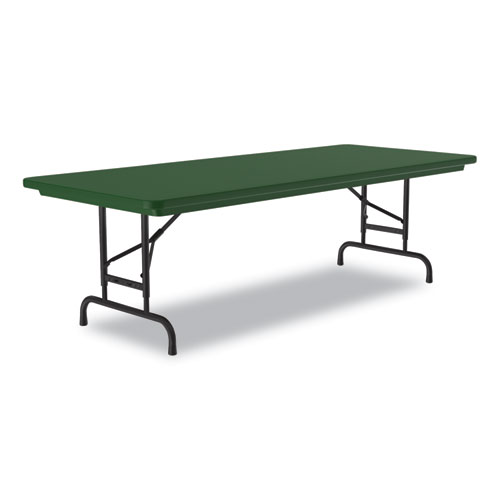Picture of Adjustable Folding Tables, Rectangular, 72" x 30" x 22" to 32", Green Top, Black Base, 4/Pallet