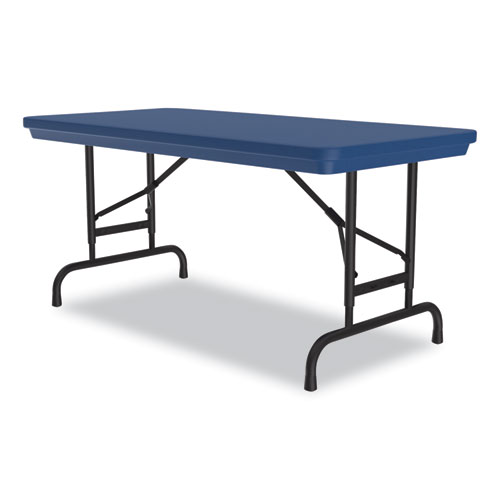 Picture of Adjustable Folding Table, Rectangular, 48" x 24" x 22" to 32", Blue Top, Black Legs, 4/Pallet