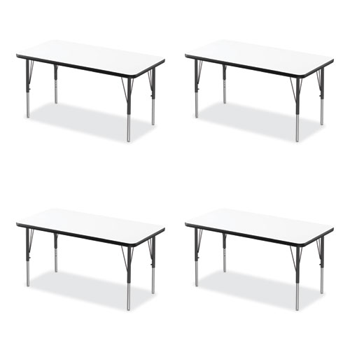 Picture of Markerboard Activity Tables, Rectangular, 60" x 24" x 19" to 29", White Top, Black Legs, 4/Pallet