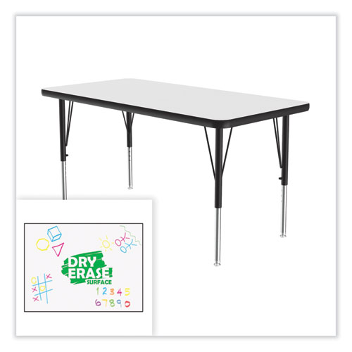Picture of Markerboard Activity Tables, Rectangular, 60" x 24" x 19" to 29", White Top, Black Legs, 4/Pallet
