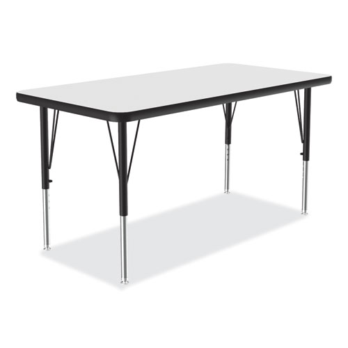 Picture of Dry-Erase Markerboard Activity Tables, Rectangular, 48" x 24" x 19" to 29", White Top, Black Legs, 4/Pallet