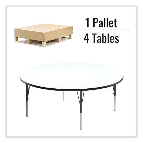 Picture of Markerboard Activity Tables, Round, 60" x 19" to 29", White Top, Black/Silver Legs, 4/Pallet