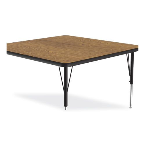 Picture of Adjustable Activity Tables, Square, 48" x 48" x 19" to 29", Medium Oak Top, Black Legs, 4/Pallet