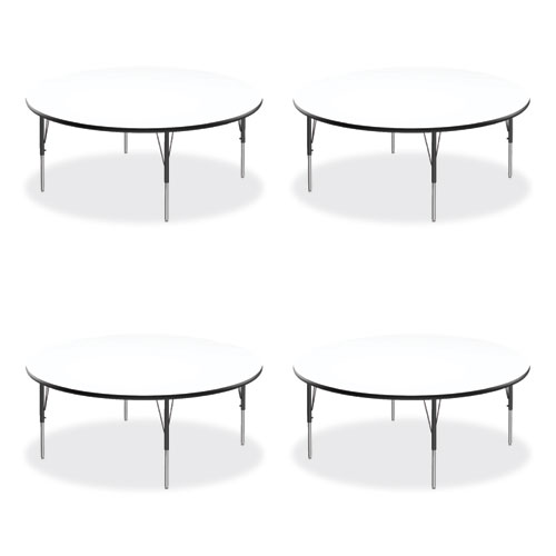 Picture of Markerboard Activity Tables, Round, 60" x 19" to 29", White Top, Black/Silver Legs, 4/Pallet