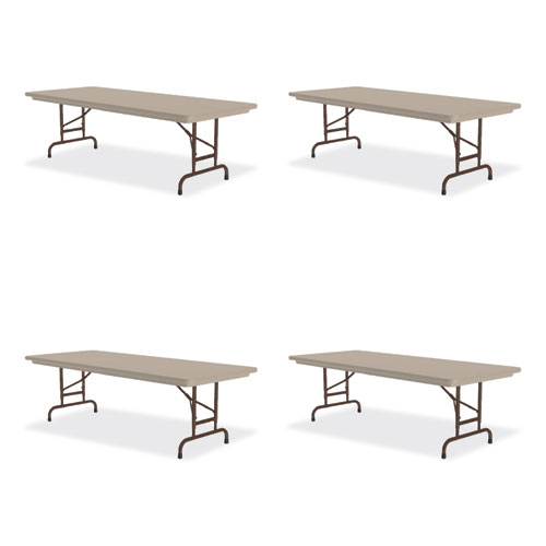 Picture of Adjustable Folding Tables, Rectangular, 60" x 30" x 22" to 32", Mocha Granite Top, Brown Legs, 4/Pallet