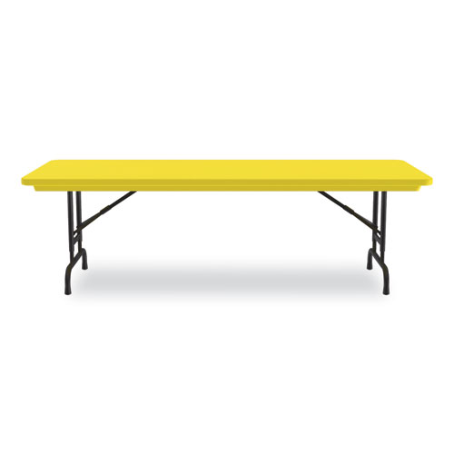 Picture of Adjustable Folding Tables, Rectangular, 60" x 30" x 22" to 32", Yellow Top, Black Legs, 4/Pallet