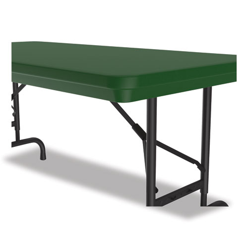 Picture of Adjustable Folding Table, Rectangular, 48" x 24" x 22" to 32", Green Top, Black Legs, 4/Pallet