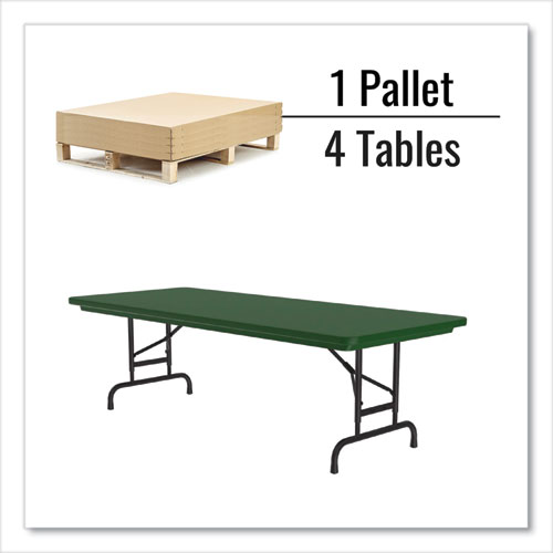 Picture of Adjustable Folding Tables, Rectangular, 60" x 30" x 22" to 32", Green Top, Black Legs, 4/Pallet