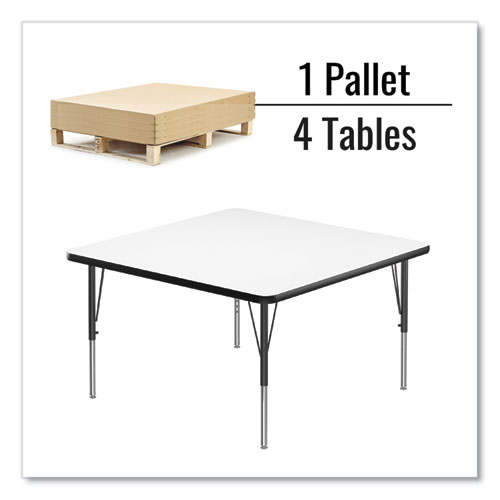 Picture of Markerboard Activity Tables, Square, 48" x 48" x 19" to 29", White Top, Black Legs, 4/Pallet