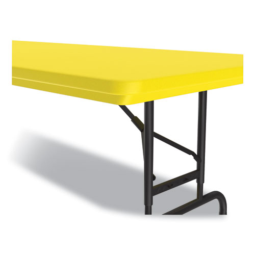 Picture of Adjustable Folding Tables, Rectangular, 60" x 30" x 22" to 32", Yellow Top, Black Legs, 4/Pallet