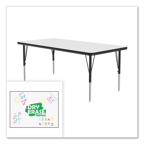 Picture of Markerboard Activity Tables, Rectangular, 60" x 30" x 19" to 29", White Top, Black Legs, 4/Pallet
