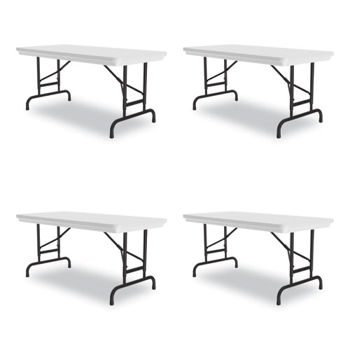 Picture of Adjustable Folding Table, Rectangular, 48" x 24" x 22" to 32", Gray Granite Top, Black Legs, 4/Pallet