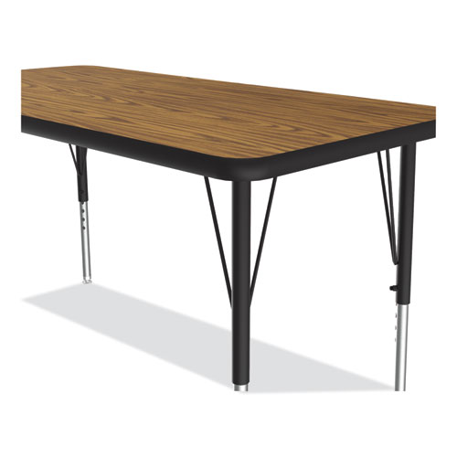 Picture of Adjustable Activity Table, Rectangular, 48" x 24" x 19" to 29", Medium Oak Top, Black Legs, 4/Pallet