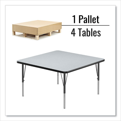 Picture of Adjustable Activity Tables, Square, 48" x 48" x 19" to 29", Gray Top, Black Legs, 4/Pallet