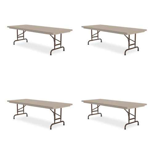Picture of Adjustable Folding Tables, Rectangular, 96" x 30" x 22" to 32", Mocha Granite Top, Brown Legs, 4/Pallet