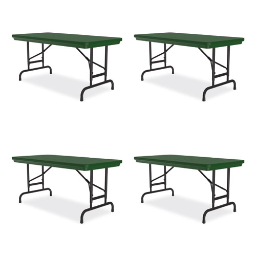 Picture of Adjustable Folding Table, Rectangular, 48" x 24" x 22" to 32", Green Top, Black Legs, 4/Pallet